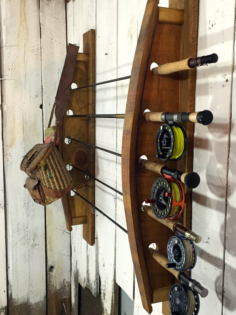 Reclaimed Napa Valley Wine Stave Fly Fishing Rack